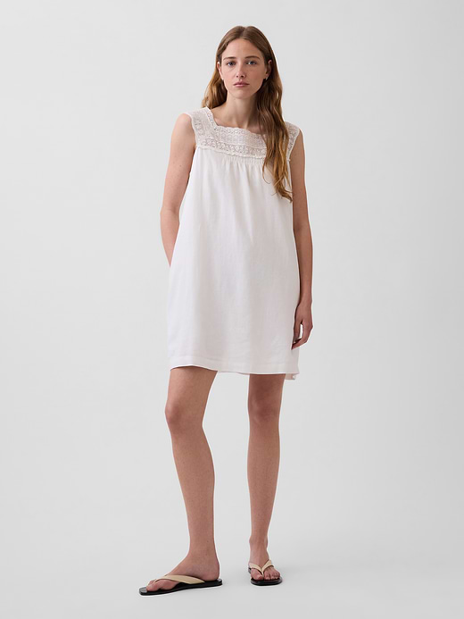 Gap Linen-Blend Crochet Yoke Mini Dress — photo 1