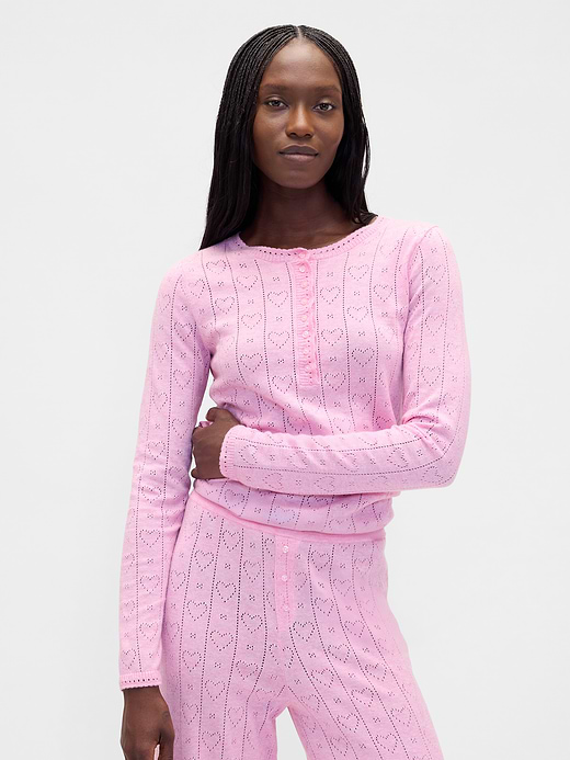 Gap Lightweight CashSoft Pointelle Heart PJ Top — photo 1