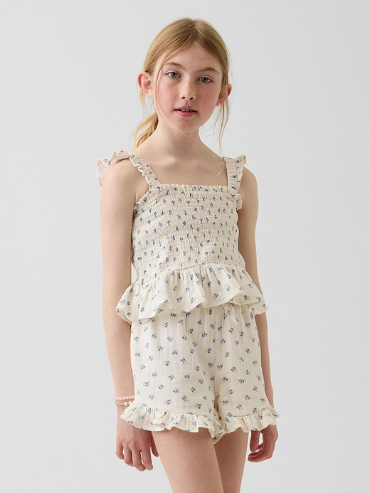 Gap Kids Cotton Gauze Smocked Peplum Top — photo 1