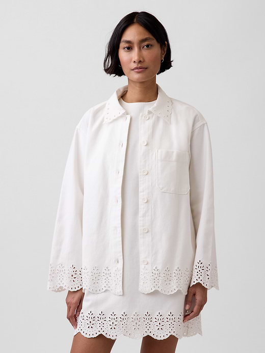 Gap Eyelet Hem Relaxed Shirt Jacket — photo 1