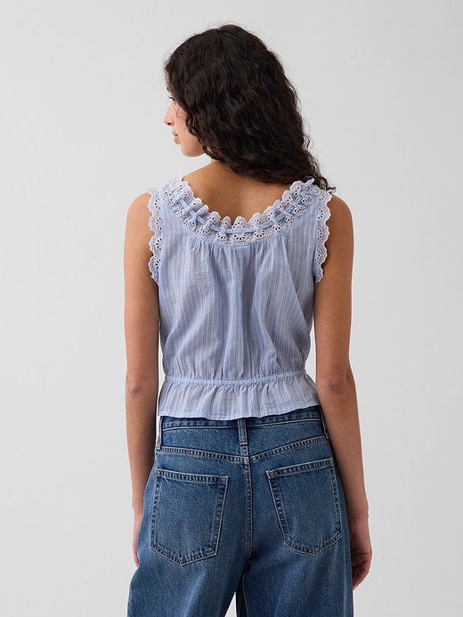 Gap Eyelet Tie-Front Crop Peplum Top — photo 4