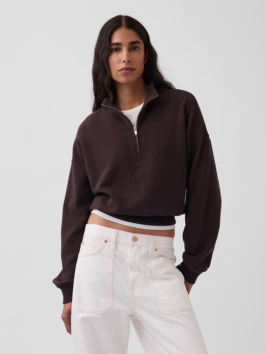 Gap Textured Cotton Oversized Half-Zip Pullover — photo 1