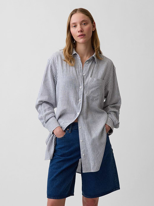 Gap Linen-Blend Oversized Tunic Shirt — photo 1