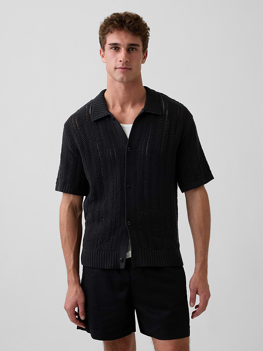 Gap Herringbone Crochet Sweater Shirt — photo 1