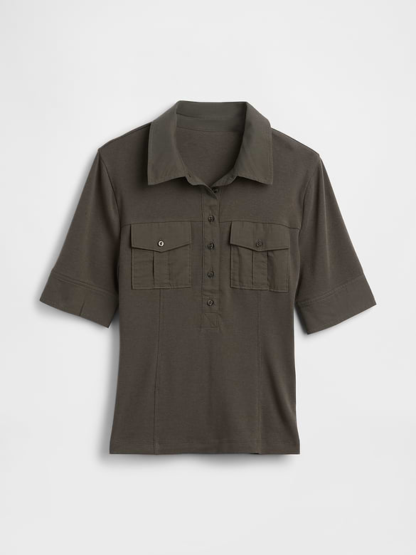 Gap Modern Elbow-Sleeve Utility T-Shirt — photo 6