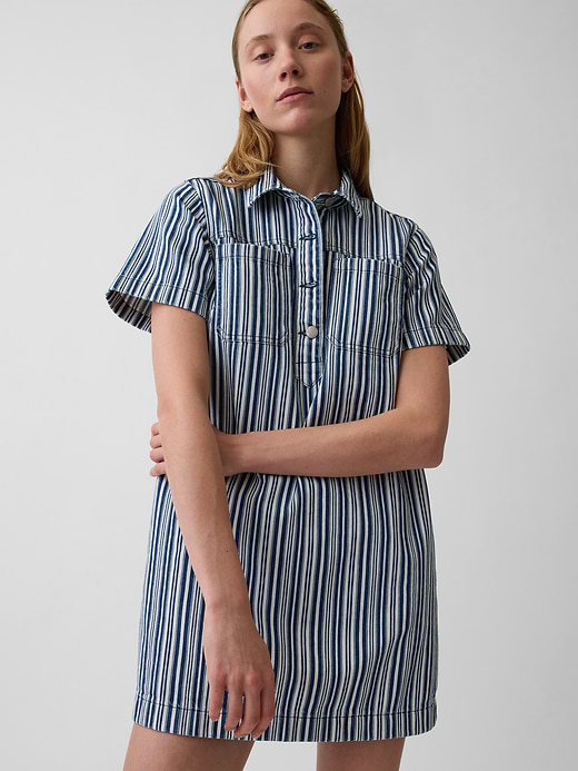 Gap Denim Stripe Popover Mini Dress — photo 5