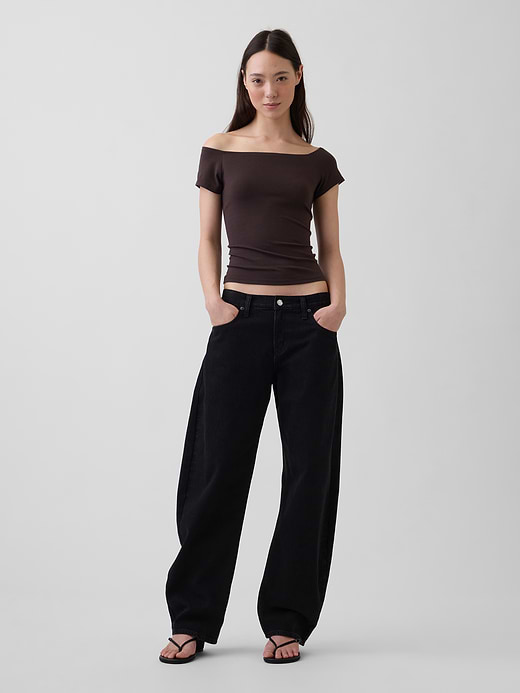 Gap CloseKnit Jersey Off-Shoulder Crop T-Shirt — photo 3