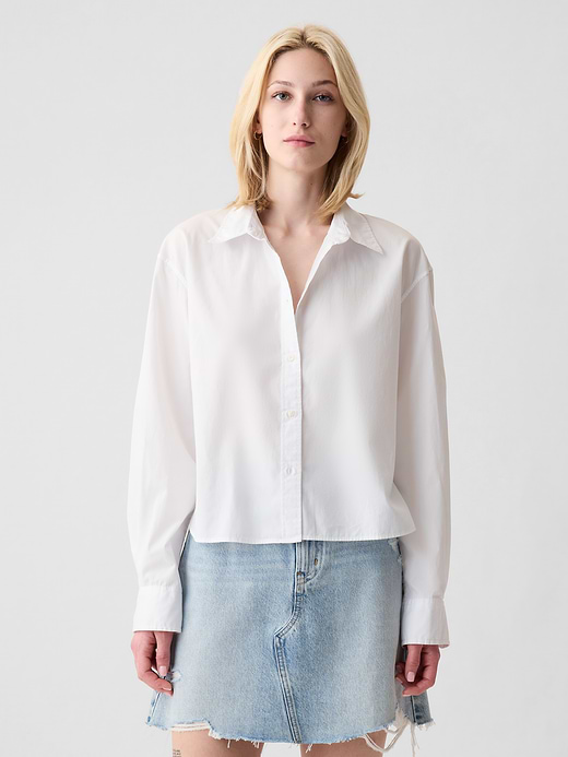 Gap Organic Cotton Poplin Crop Shirt — photo 1