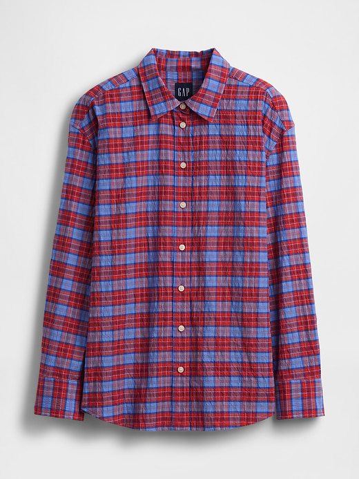 Gap Seersucker Plaid Oversized Shirt — photo 6