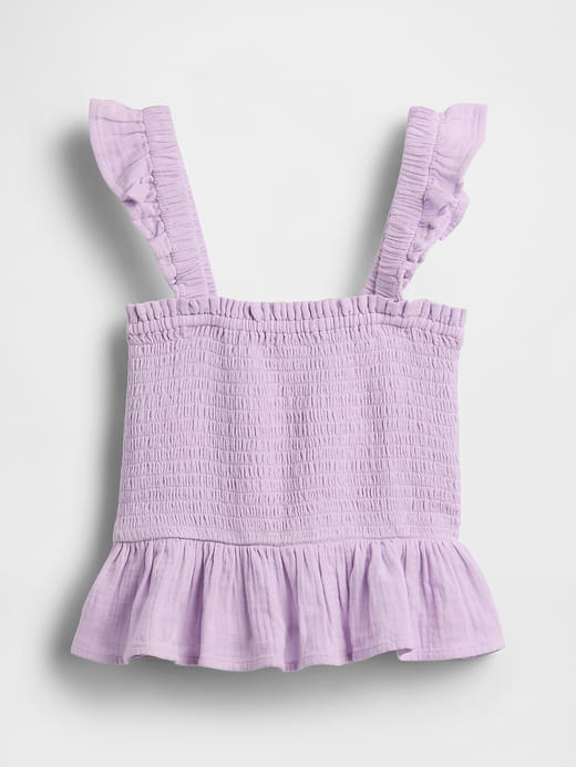 Gap Kids Cotton Gauze Smocked Peplum Top — photo 3