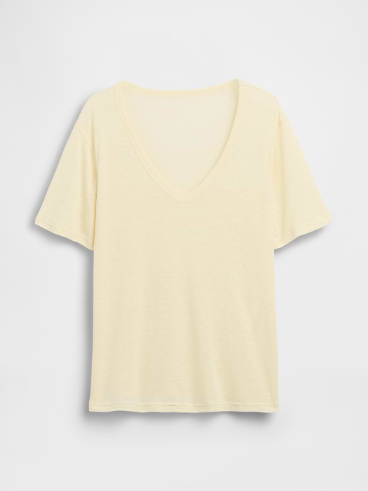 Gap Linen-Blend Relaxed V-Neck T-Shirt — photo 6