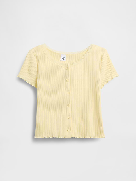 Gap Kids Pointelle Rib Button-Front T-Shirt — photo 3
