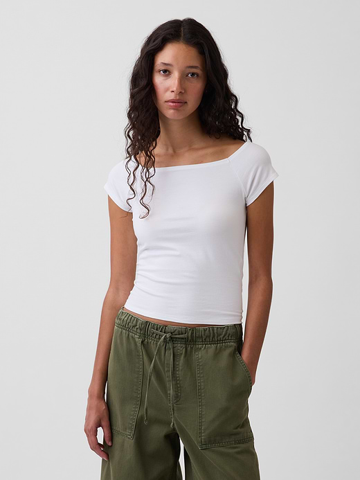 Gap CloseKnit Jersey Off-Shoulder Crop T-Shirt — photo 1