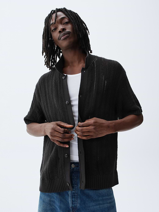 Gap Herringbone Crochet Sweater Shirt — photo 7