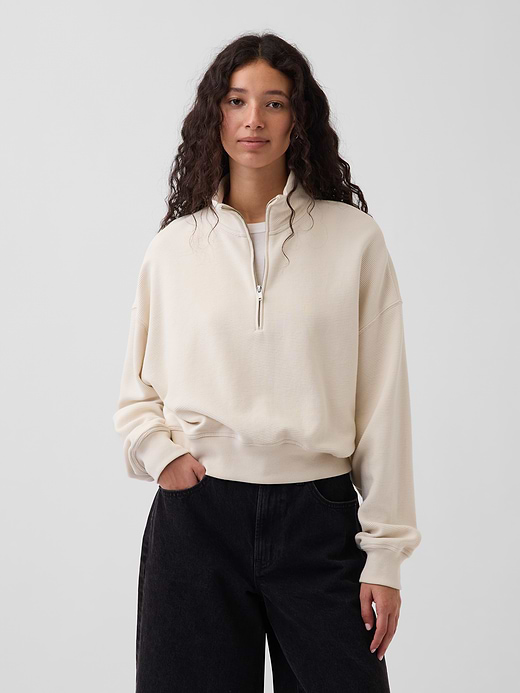 Gap Textured Cotton Oversized Half-Zip Pullover — photo 1