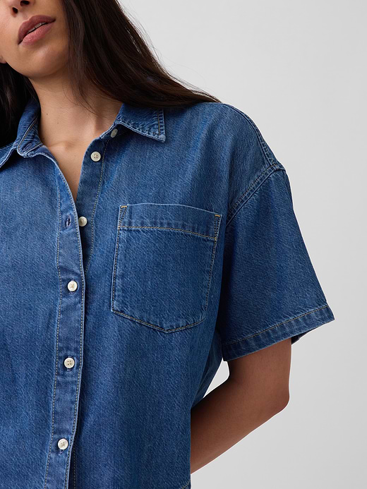 Gap UltraSoft Denim Oversized Camp Shirt — photo 5