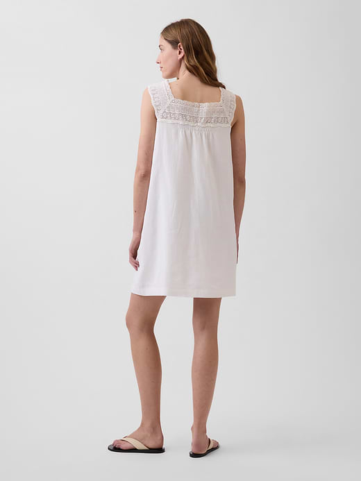 Gap Linen-Blend Crochet Yoke Mini Dress — photo 3