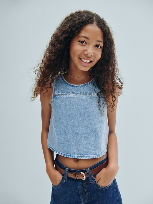 Gap Kids Gingham Denim Shell Tank Top — photo 7
