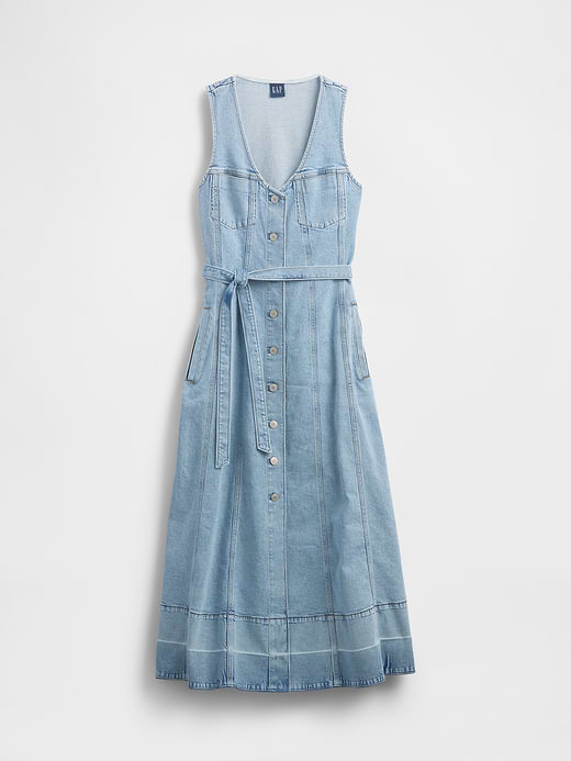 Gap Denim Tie-Belt Button-Front Maxi Dress — photo 6