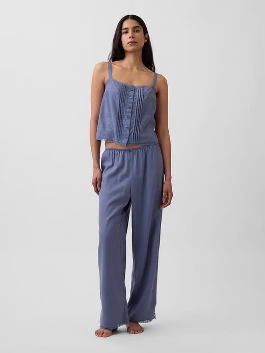 Gap Linen-Blend Lace-Hem PJ Pants — photo 1