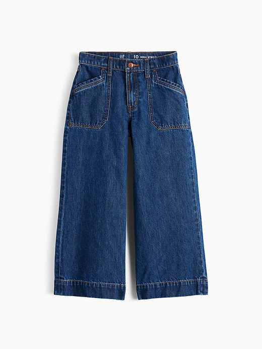 Gap Kids High Rise Stride Wide-Leg Ankle Jeans — photo 3