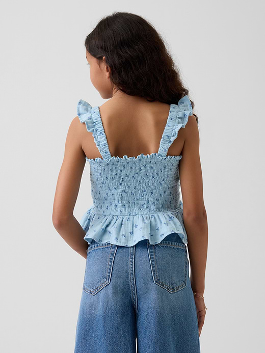 Gap Kids Cotton Gauze Smocked Peplum Top — photo 4