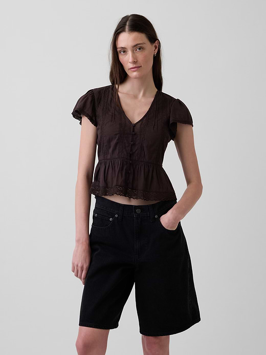 Gap Lace Voile Peplum Crop Top — photo 1