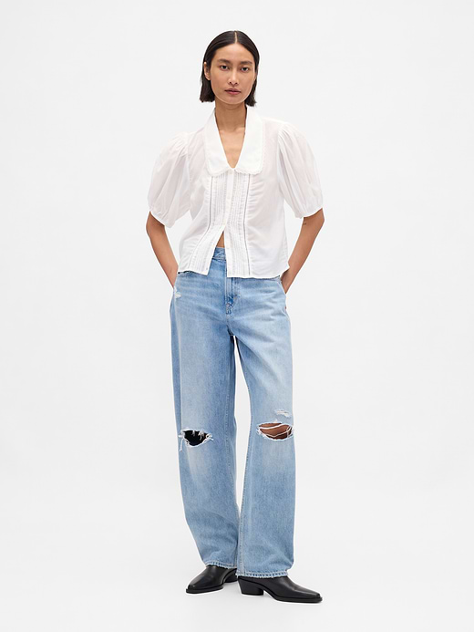 Gap Puff-Sleeve Collared Top — photo 3