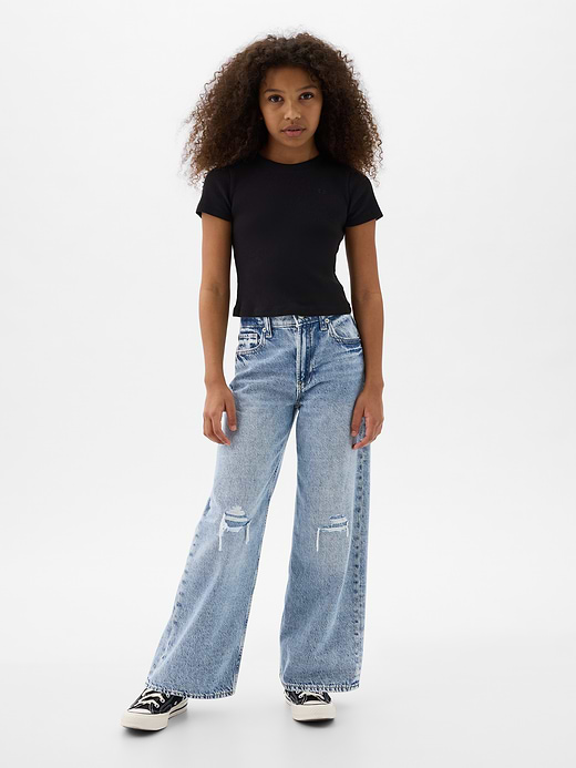 Gap Kids Low Rise Stride Wide-Leg Jeans — photo 1