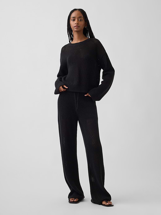Gap 100% Cotton Crochet Sweater Pants — photo 1