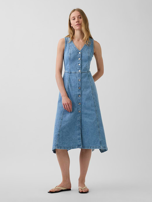 Gap Denim Handkerchief Midi Dress — photo 1