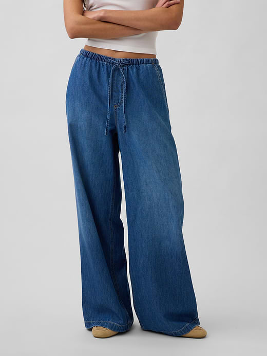 Gap Mid Rise UltraSoft Pleated Easy Baggy Jeans — photo 10