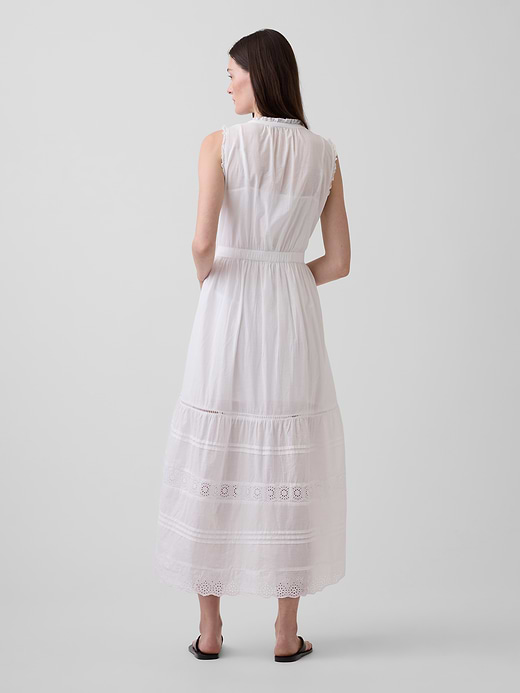 Gap Lace-Trim Tiered Midi Shirtdress — photo 3