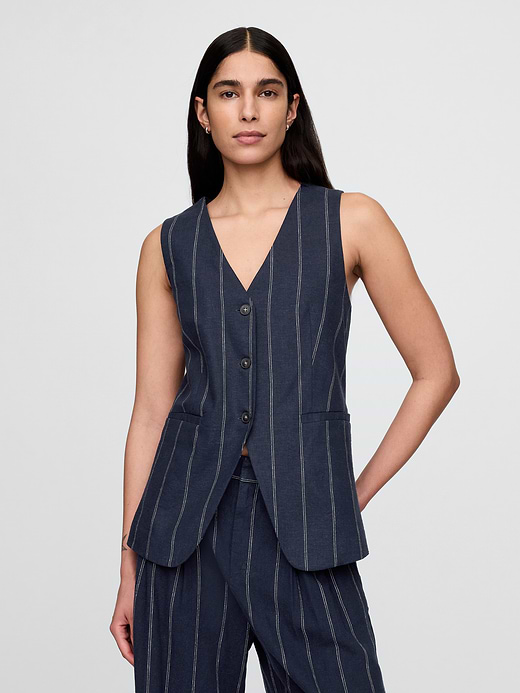 Gap Linen-Blend Longline Vest — photo 1