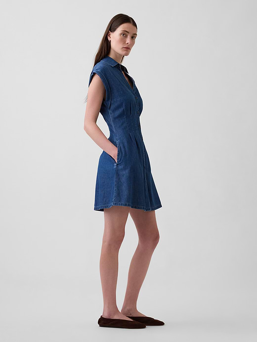 Gap Denim Pleated Mini Shirtdress — photo 4