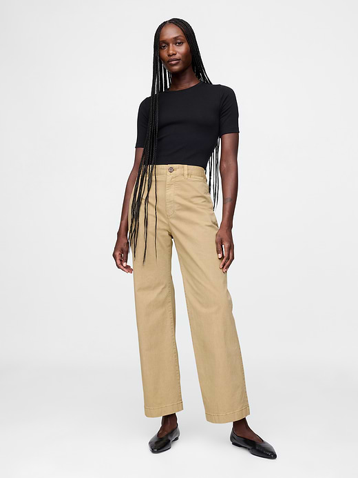 Gap High Rise Stride Wide-Leg Ankle Khakis — photo 1