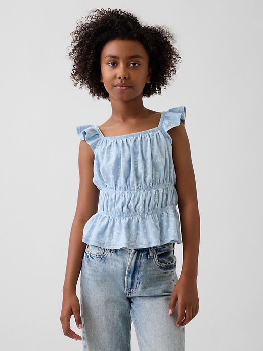 Gap Kids Flutter-Sleeve Smocked Peplum Top — photo 1