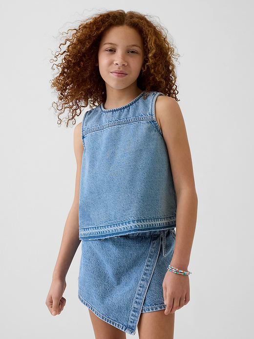 Gap Kids Gingham Denim Shell Tank Top — photo 1