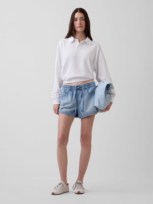 Gap Mid Rise UltraSoft Denim Easy Dolphin Shorts — photo 7