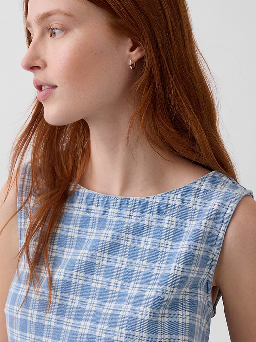 Gap Plaid Denim Mini Shift Dress — photo 5