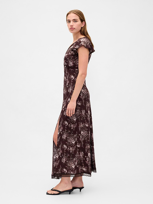 Gap Lace-Trim V-Neck Crepe Maxi Dress — photo 4