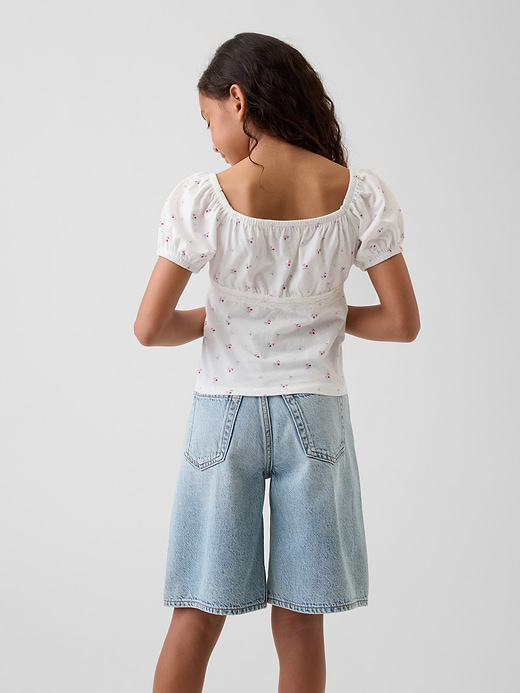 Gap Kids Lace-Trim Puff-Sleeve Top — photo 4