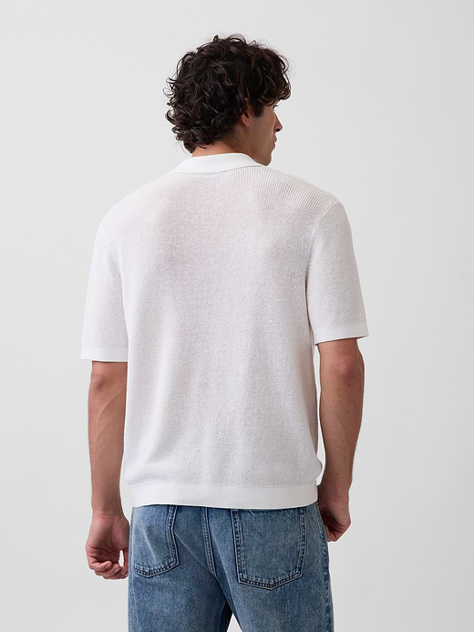 Gap Linen-Blend Camp Polo Sweater Shirt — photo 4