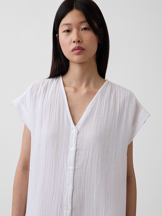Gap Cotton Gauze Drop-Waist Shirtdress — photo 5