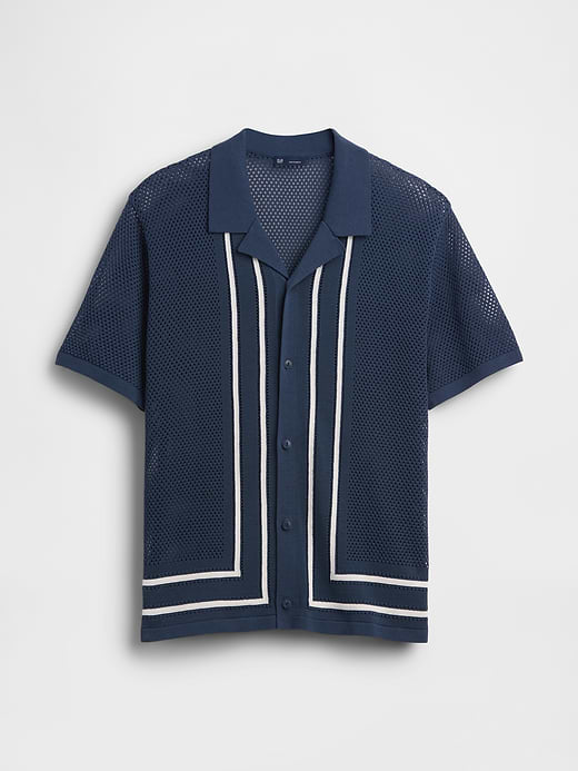 Gap Stripe Camp Collar Sweater Shirt — photo 6