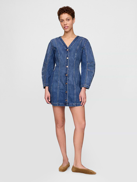 Gap Denim Barrel-Sleeve Mini Dress — photo 1