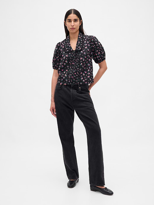 Gap Puff-Sleeve Collared Top — photo 3