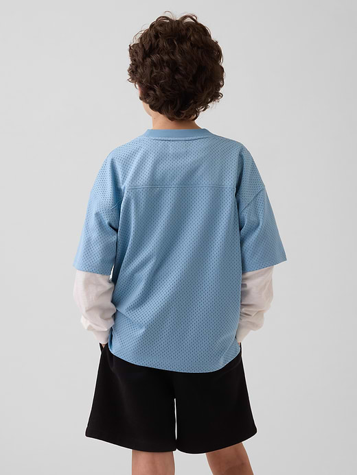 Gap Kids Mesh Oversized Graphic Jersey T-Shirt — photo 4