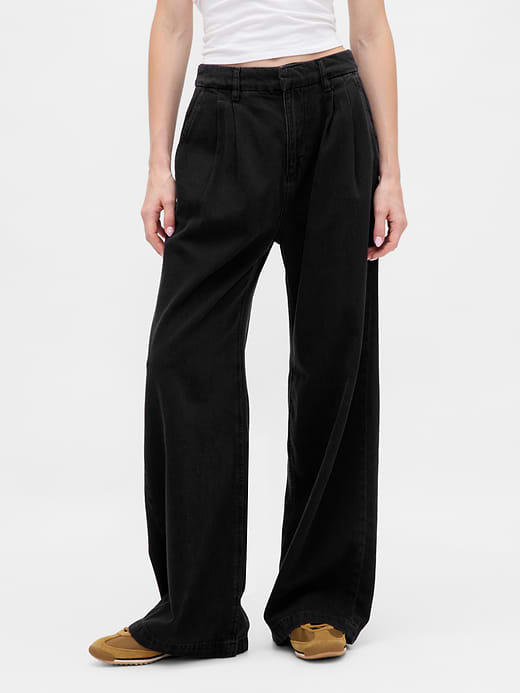 Gap 365 High Rise UltraSoft Pleated Denim Trousers — photo 3