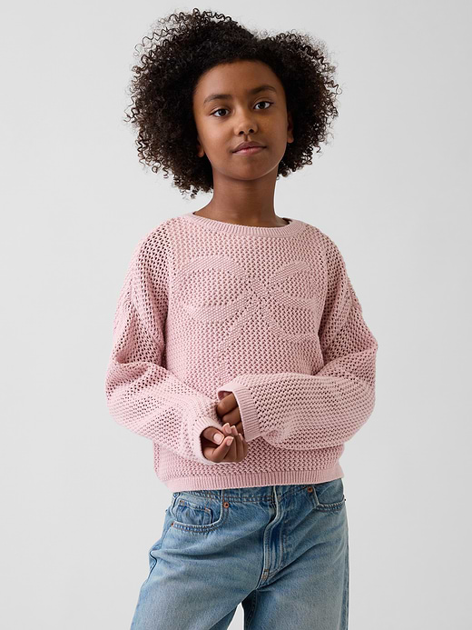 Gap Kids 100% Cotton Crochet Oversized Graphic Sweater — photo 1